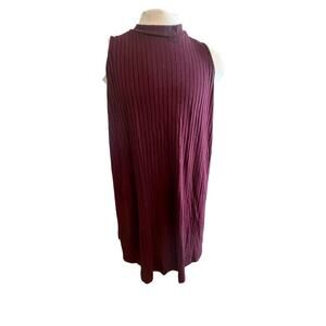 LOVE ARIE RIBBED KNIT TOP SLEEVELESS MAROON WOMENS PLUS SIZE 2XL